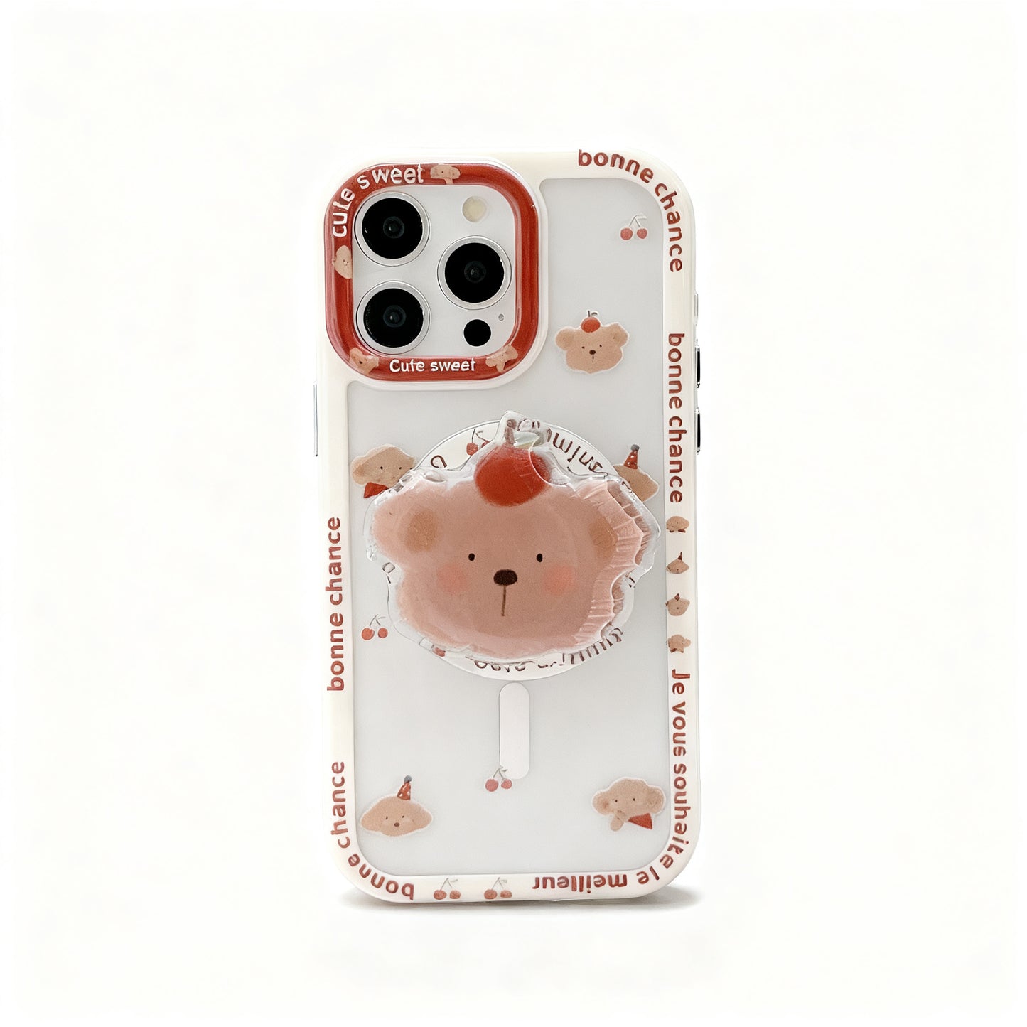 Cute Cherry Bear Design Shockproof Phone Case for iPhone