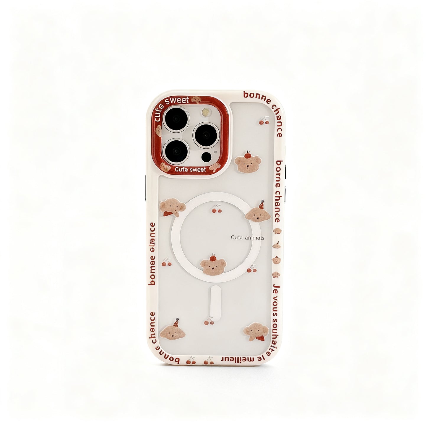 Cute Cherry Bear Design Shockproof Phone Case for iPhone