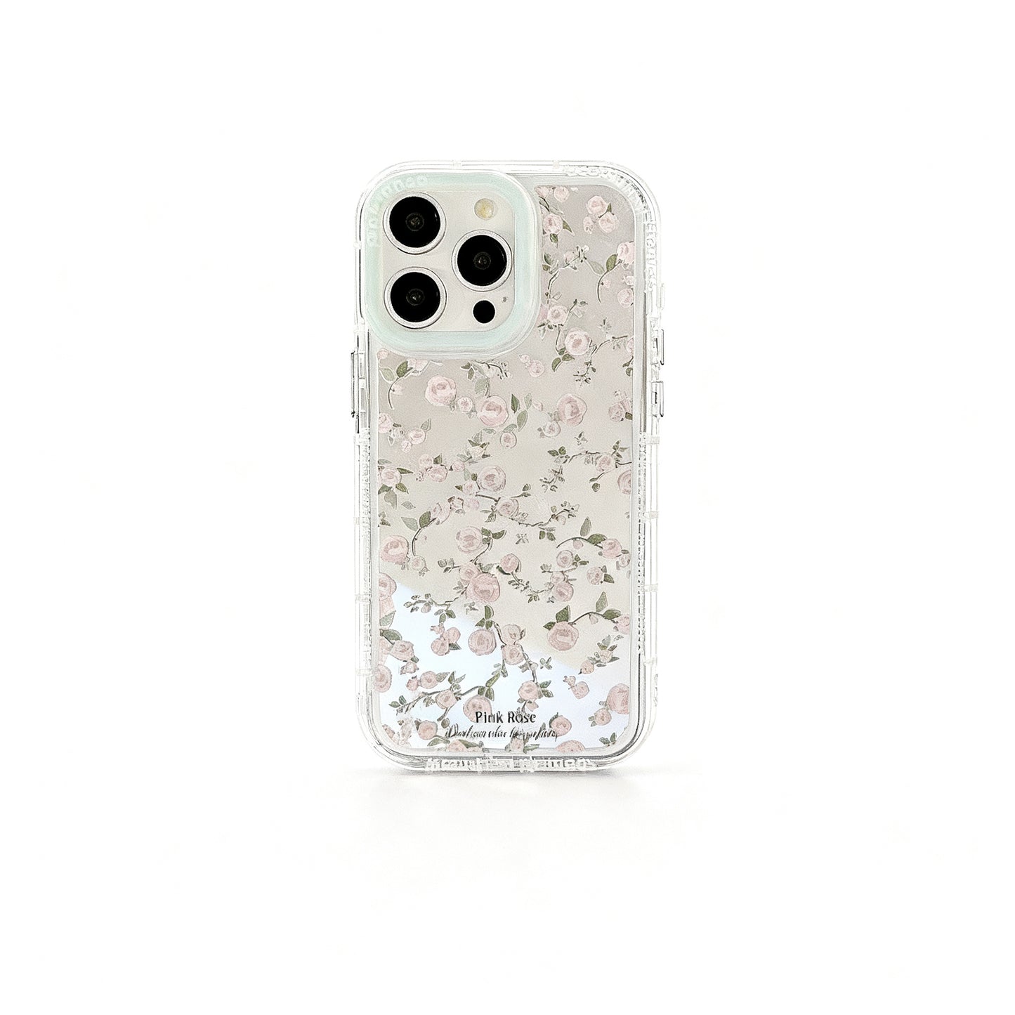 Mint Pink Floral Glossy Phone Case for iPhone