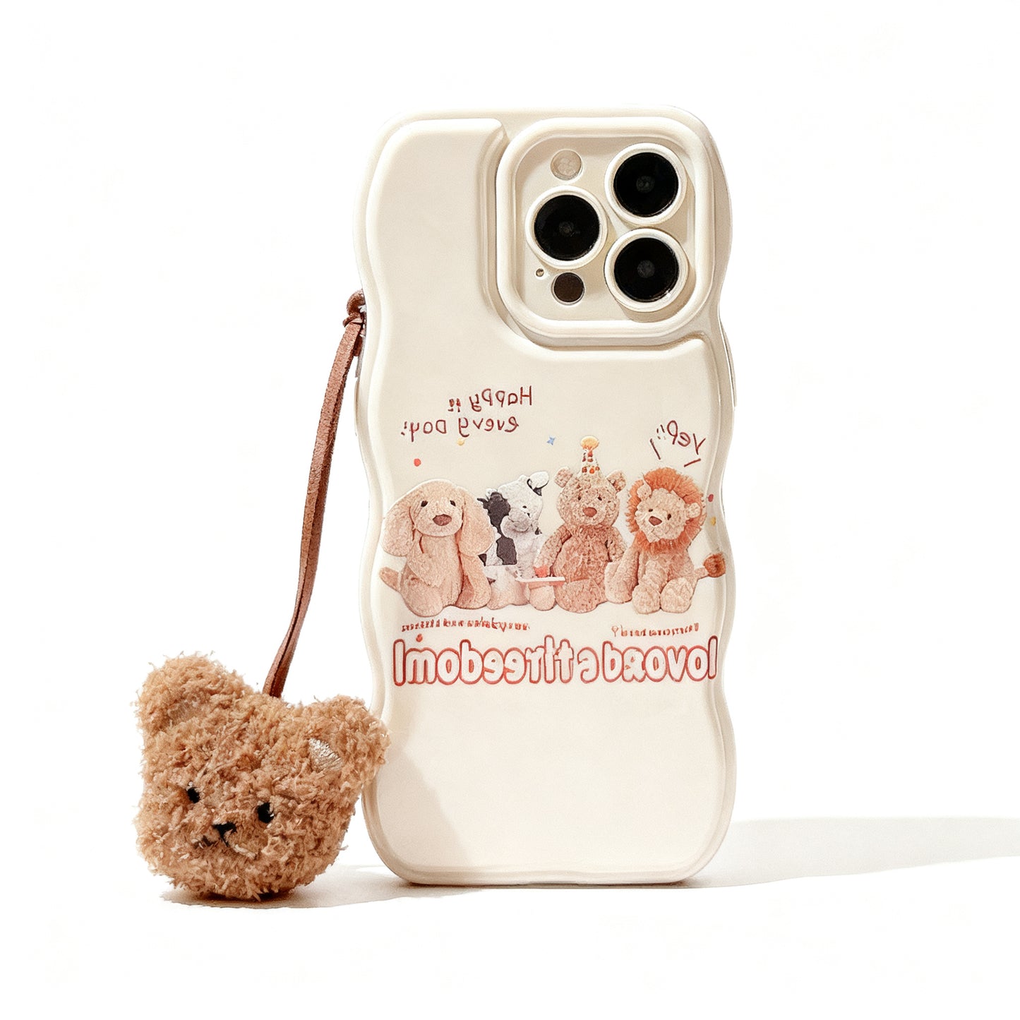Cute Bear Plush Hanging Phone Case for iPhone