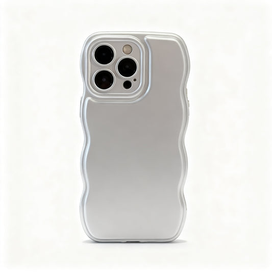 Metallic Silver Wavy Edge Phone Case for iPhone
