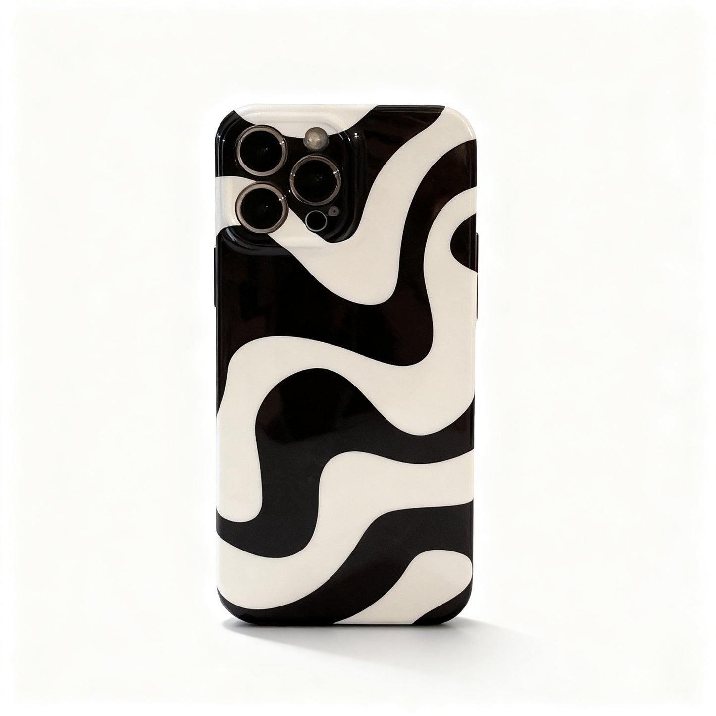 Black Wavy Stripe Matte Phone Case for iPhone