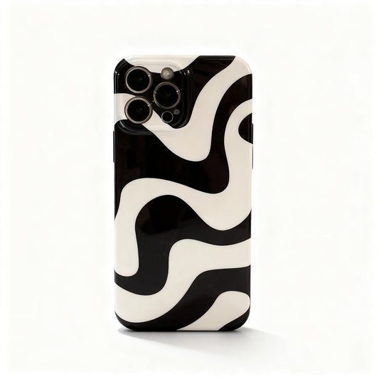 Black Wavy Stripe Matte Phone Case for iPhone
