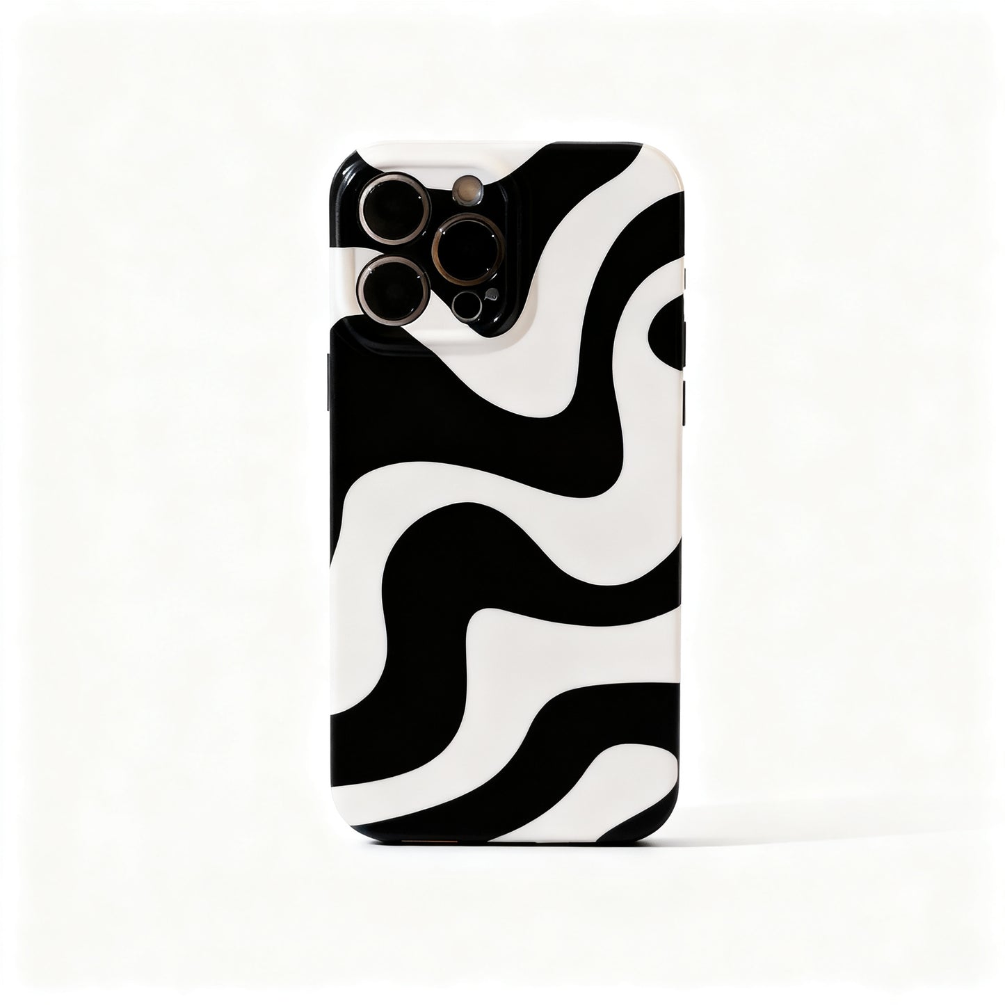 Black Wavy Stripe Matte Phone Case for iPhone