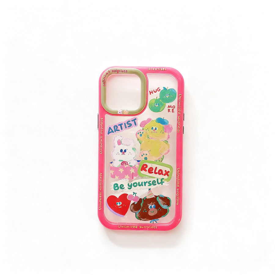 Cute Doodle Oil Painting Soft Phone Case for iPhone