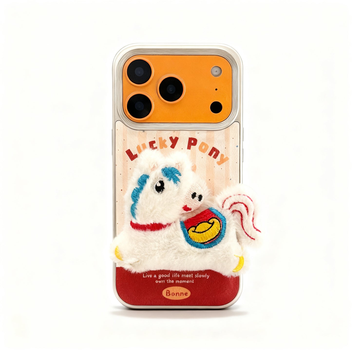 Cute Pink Plush Phone Case with Shockproof Protection for iPhone