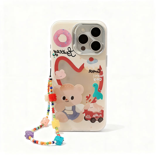 Cute Bear Design Colorful Beaded Phone Case for iPhone