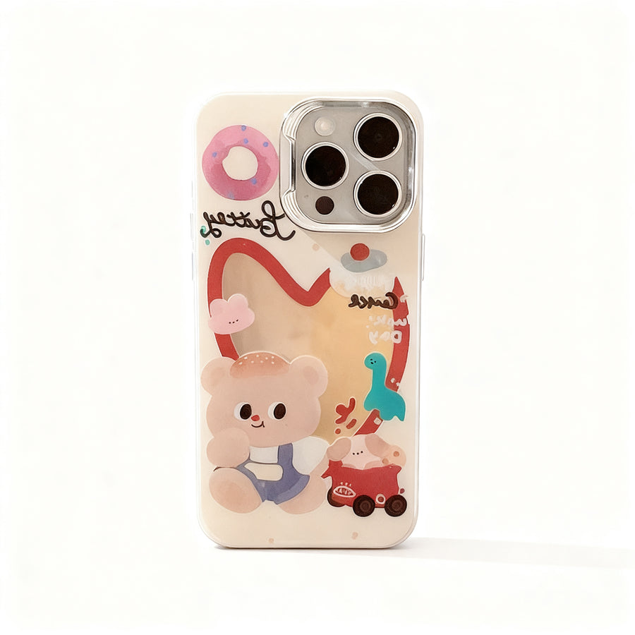 Cute Bear Design Colorful Beaded Phone Case for iPhone