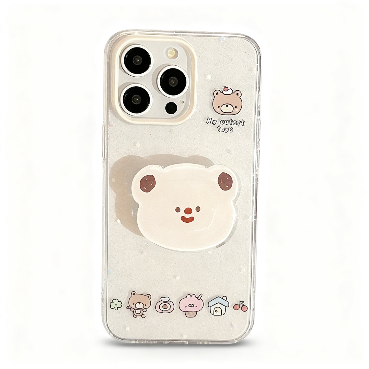 Cute Bear Head Stand Phone Case for iPhone