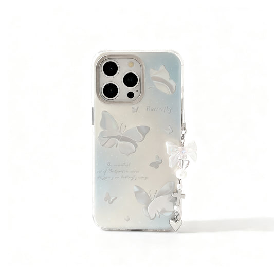 Blue Gradient Butterfly Cutout Phone Case for iPhone