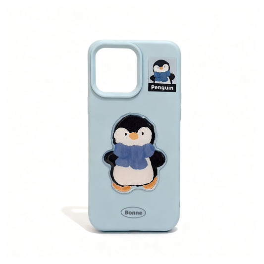 Cute Penguin Oil Painting Soft Phone Case for iPhone
