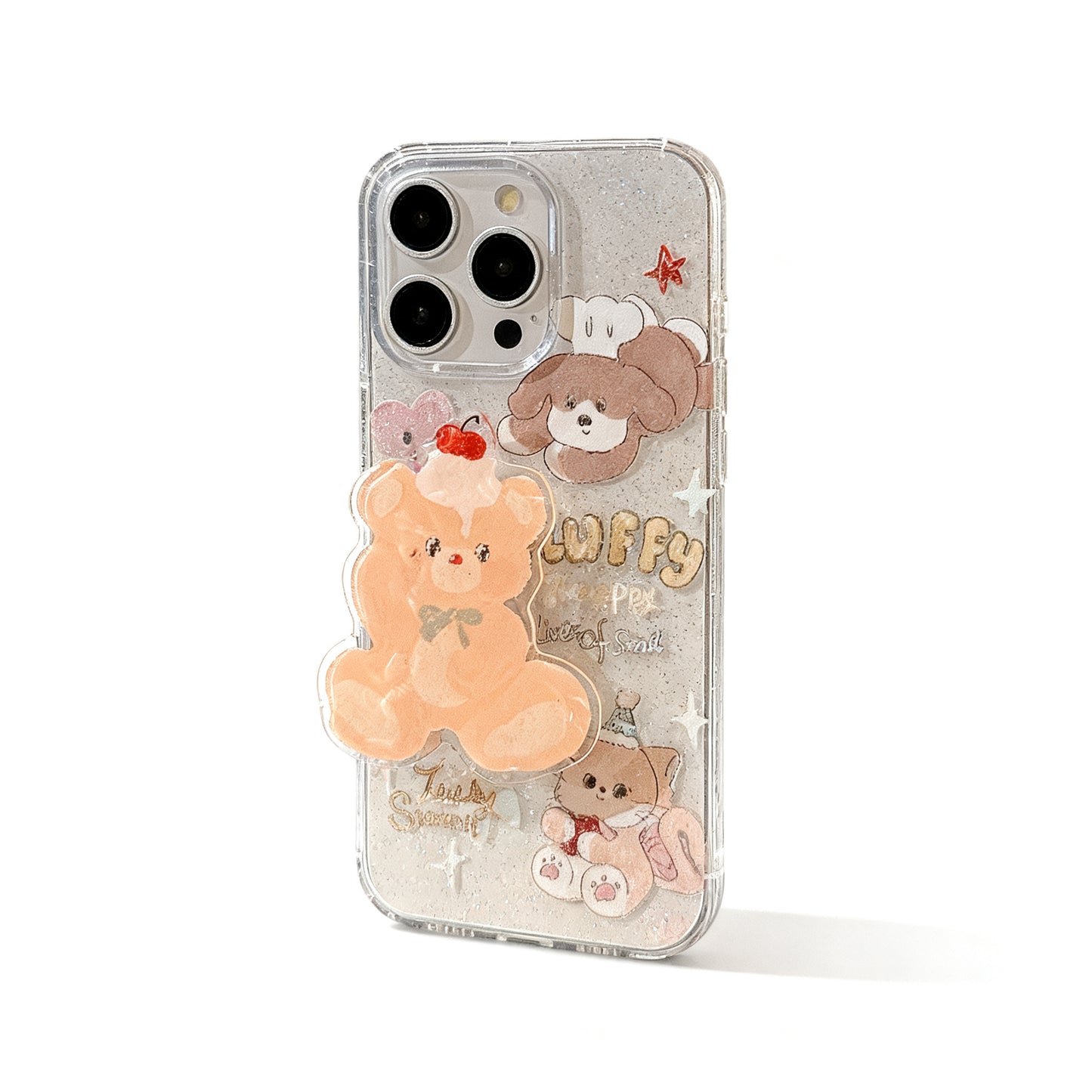 Cute Cream Bear Stand Phone Case for iPhone