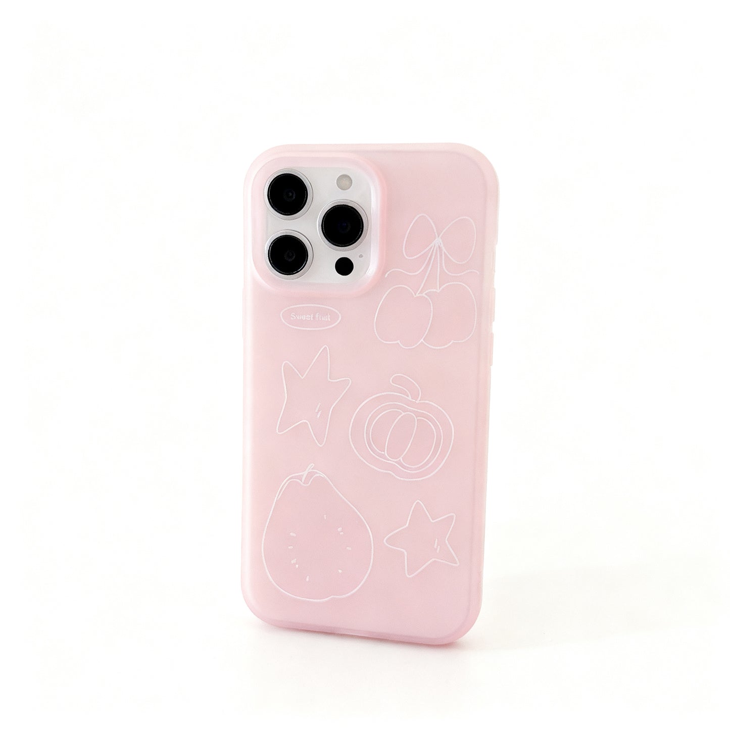 Pink Cute Fruit Doodle Shockproof Phone Case for iPhone