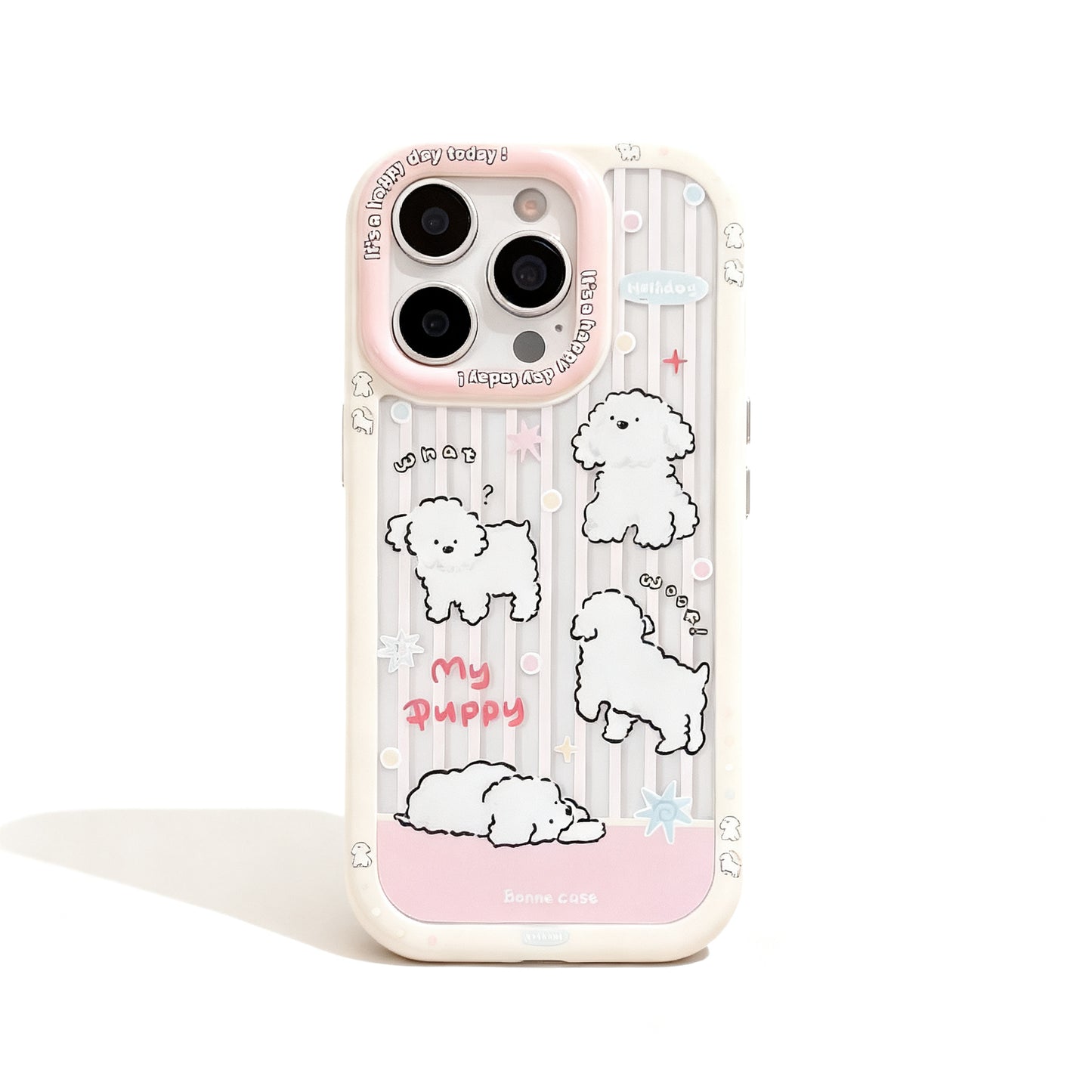 Pink Striped Dog Cute Phone Case for iPhone
