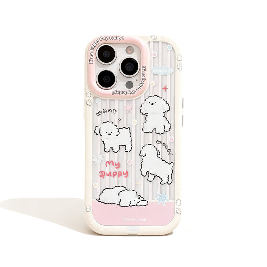 Pink Striped Dog Cute Phone Case for iPhone