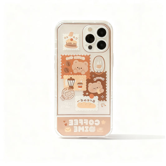 Transparent Pink Floral Stand Phone Case for iPhone