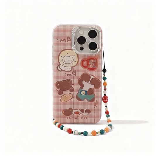 Cute Plaid Small Animal Soft Phone Case for iPhone