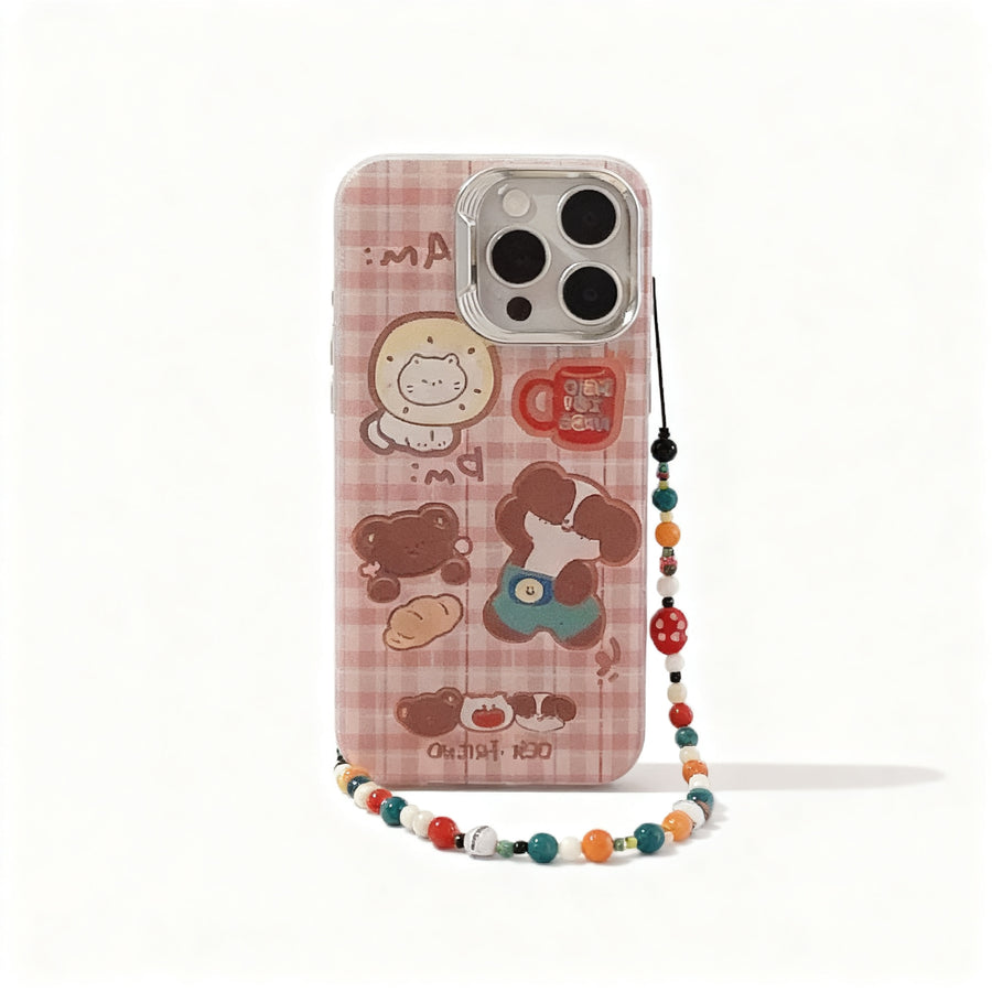 Cute Plaid Small Animal Soft Phone Case for iPhone