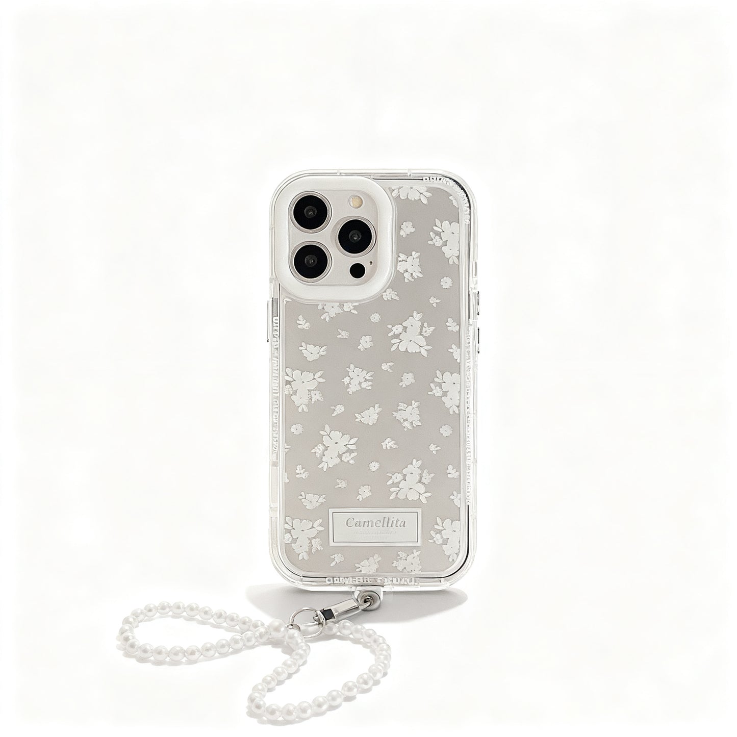 White Teal Floral Glossy Phone Case for iPhone