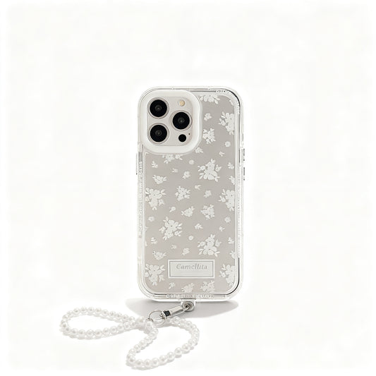 White Teal Floral Glossy Phone Case for iPhone