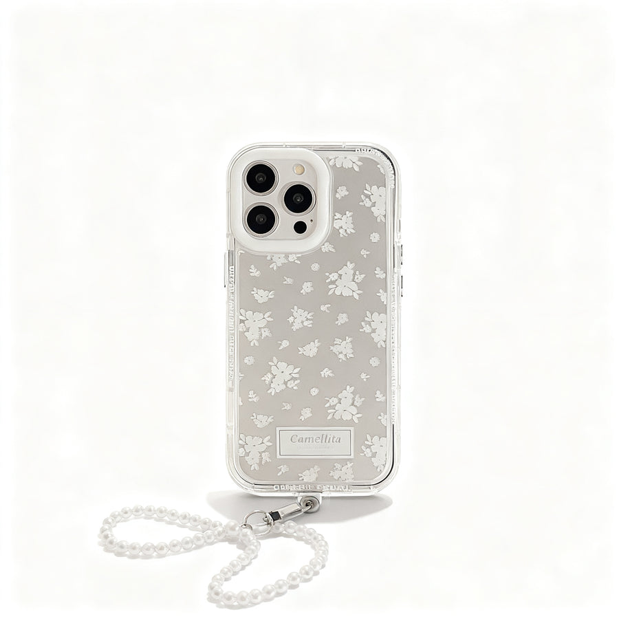 White Teal Floral Glossy Phone Case for iPhone