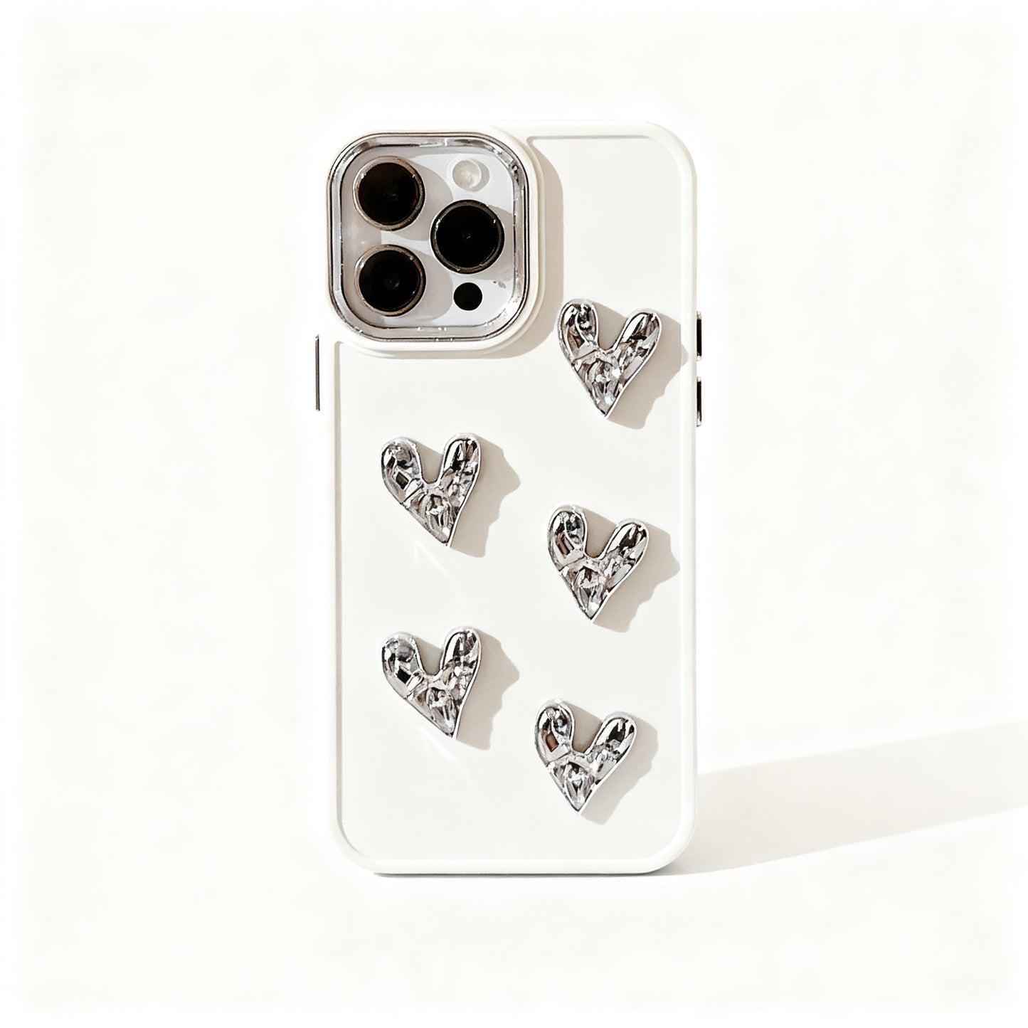 Rose Gold Heart Pattern Glossy Phone Case for iPhone