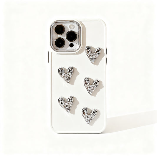 Rose Gold Heart Pattern Glossy Phone Case for iPhone