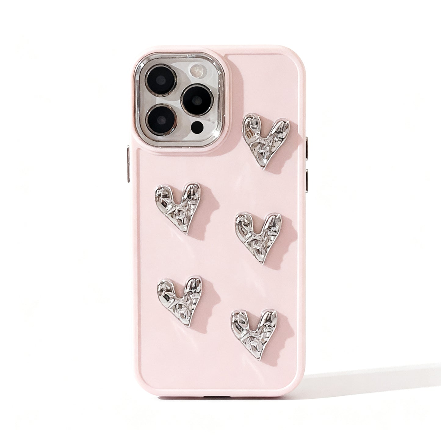 Rose Gold Heart Pattern Glossy Phone Case for iPhone