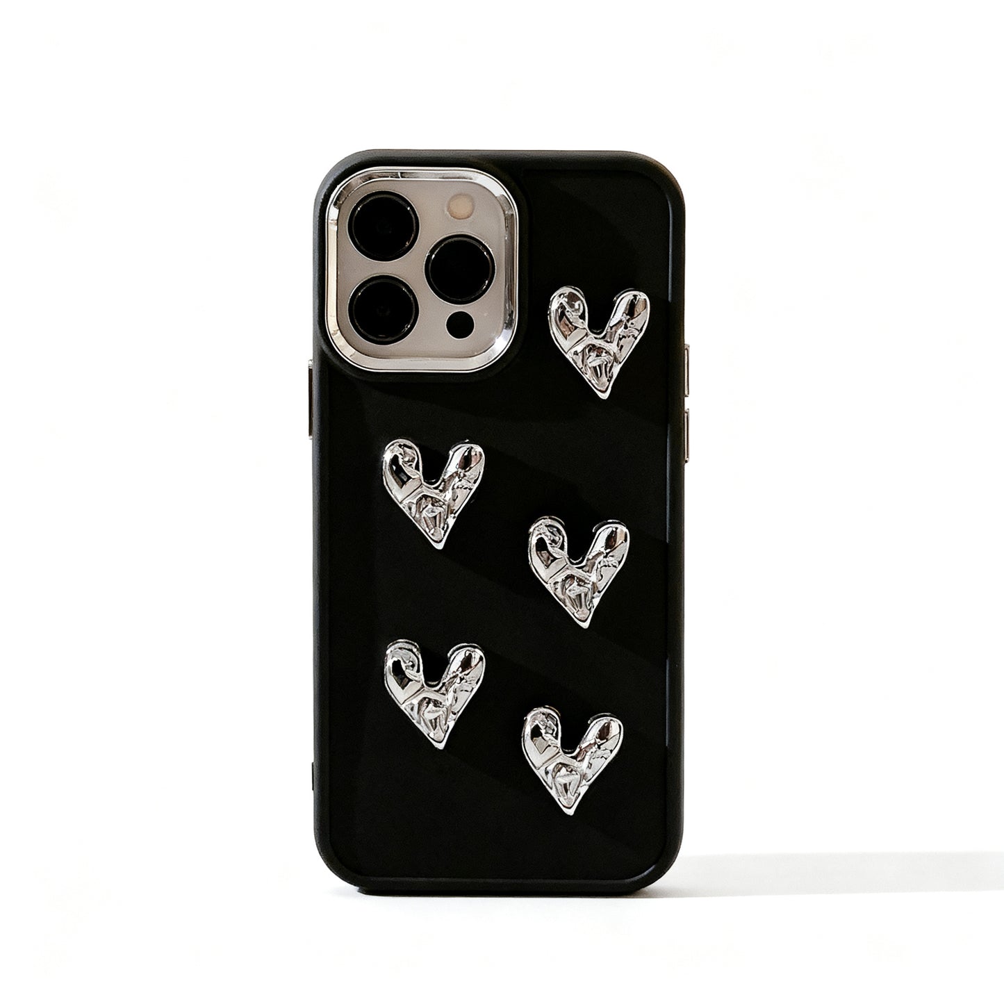 Rose Gold Heart Pattern Glossy Phone Case for iPhone