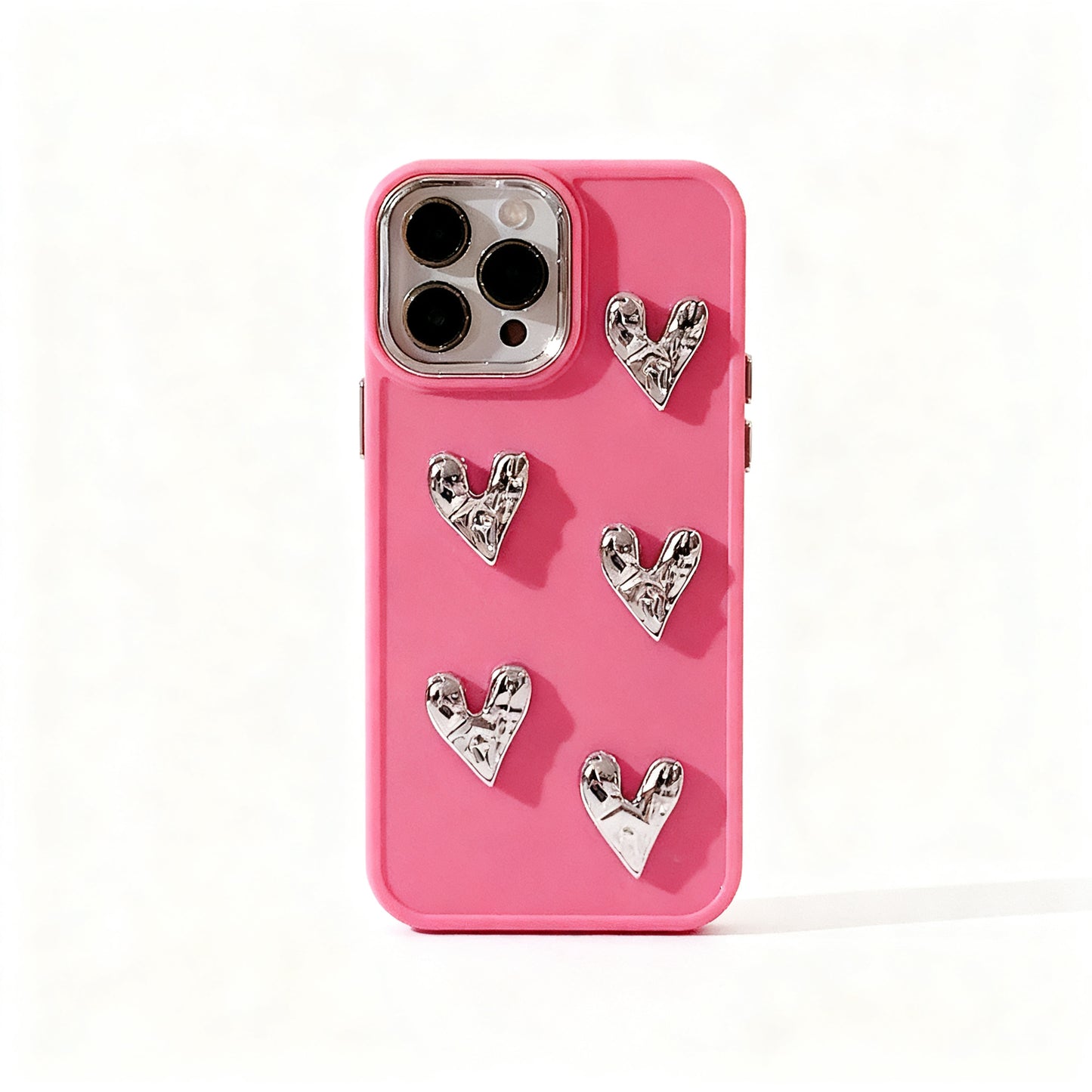 Rose Gold Heart Pattern Glossy Phone Case for iPhone