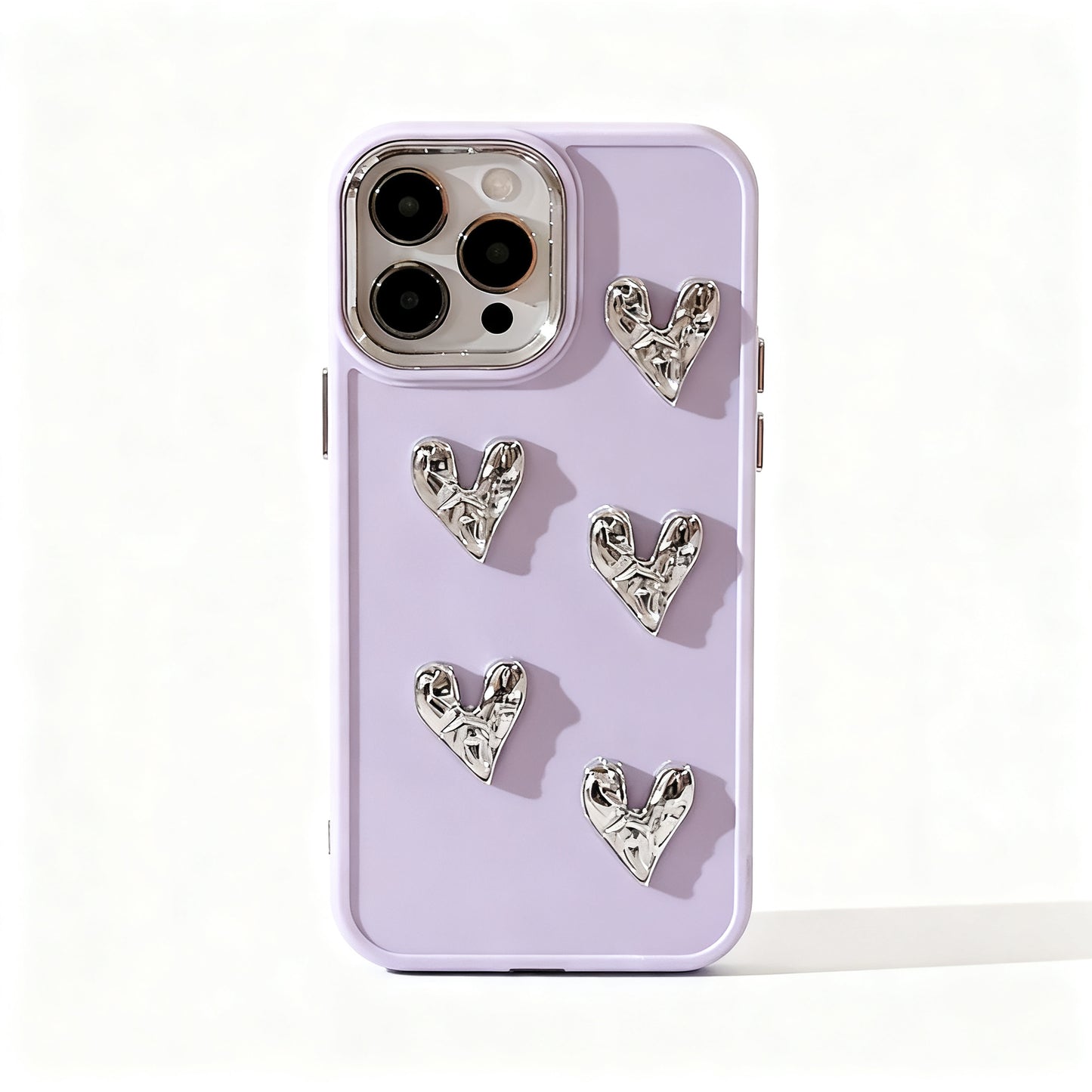 Rose Gold Heart Pattern Glossy Phone Case for iPhone