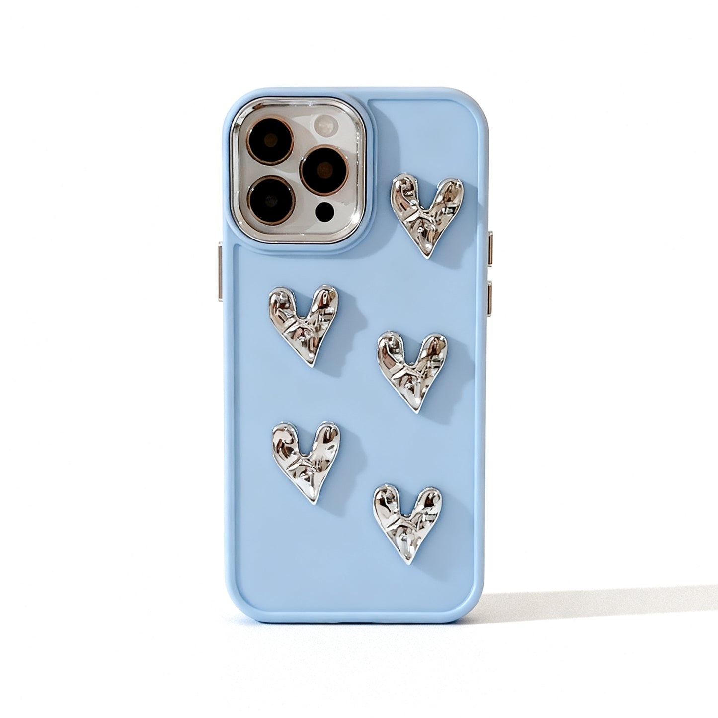 Rose Gold Heart Pattern Glossy Phone Case for iPhone