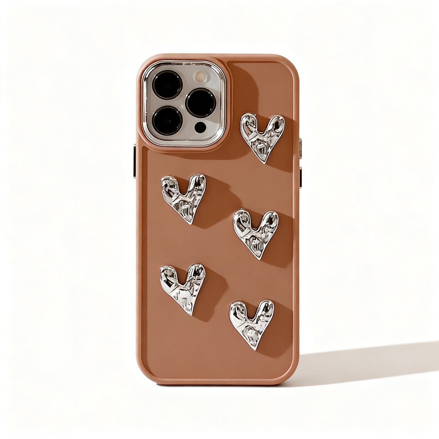 Rose Gold Heart Pattern Glossy Phone Case for iPhone