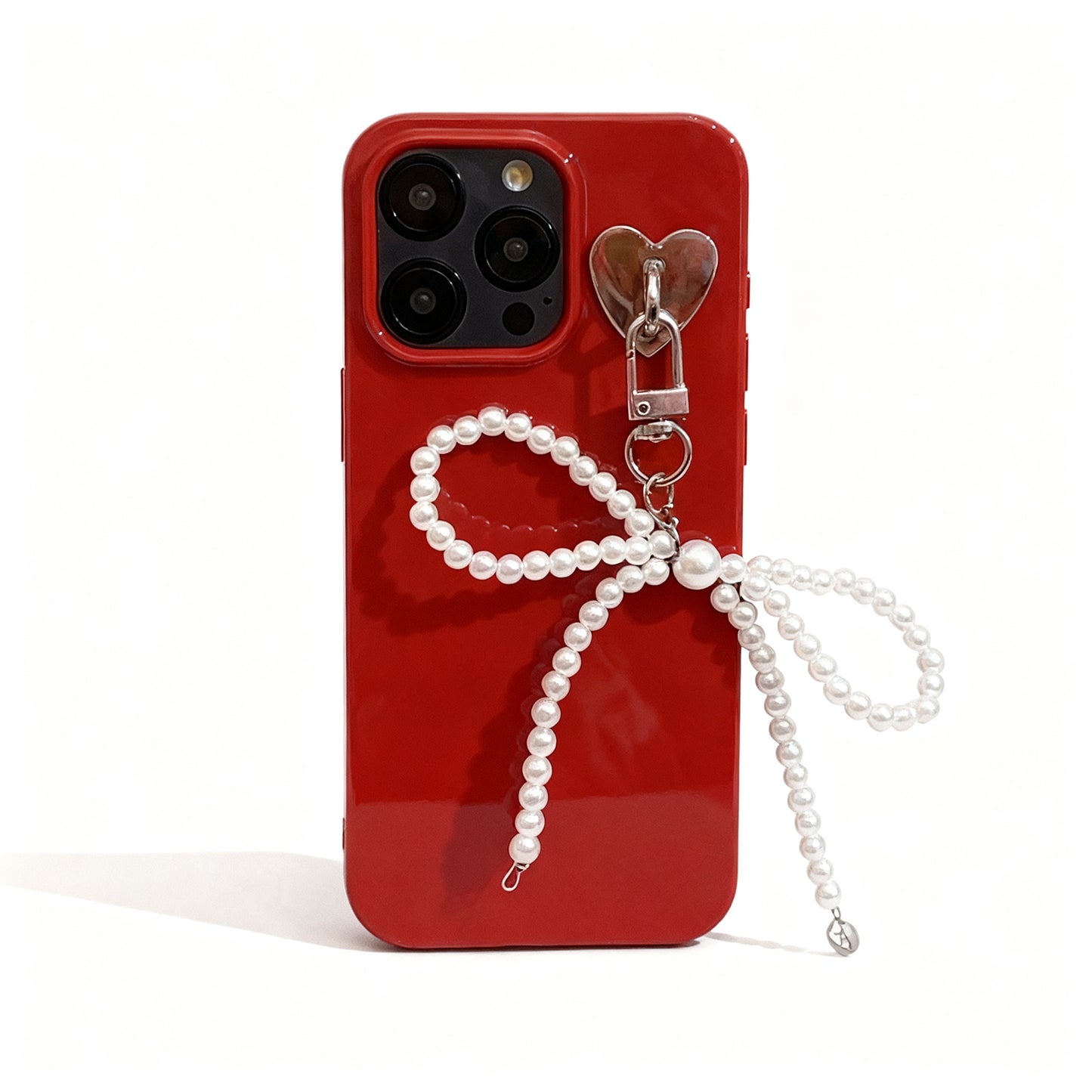 Red Pearl Bow Soft Phone Case for iPhone