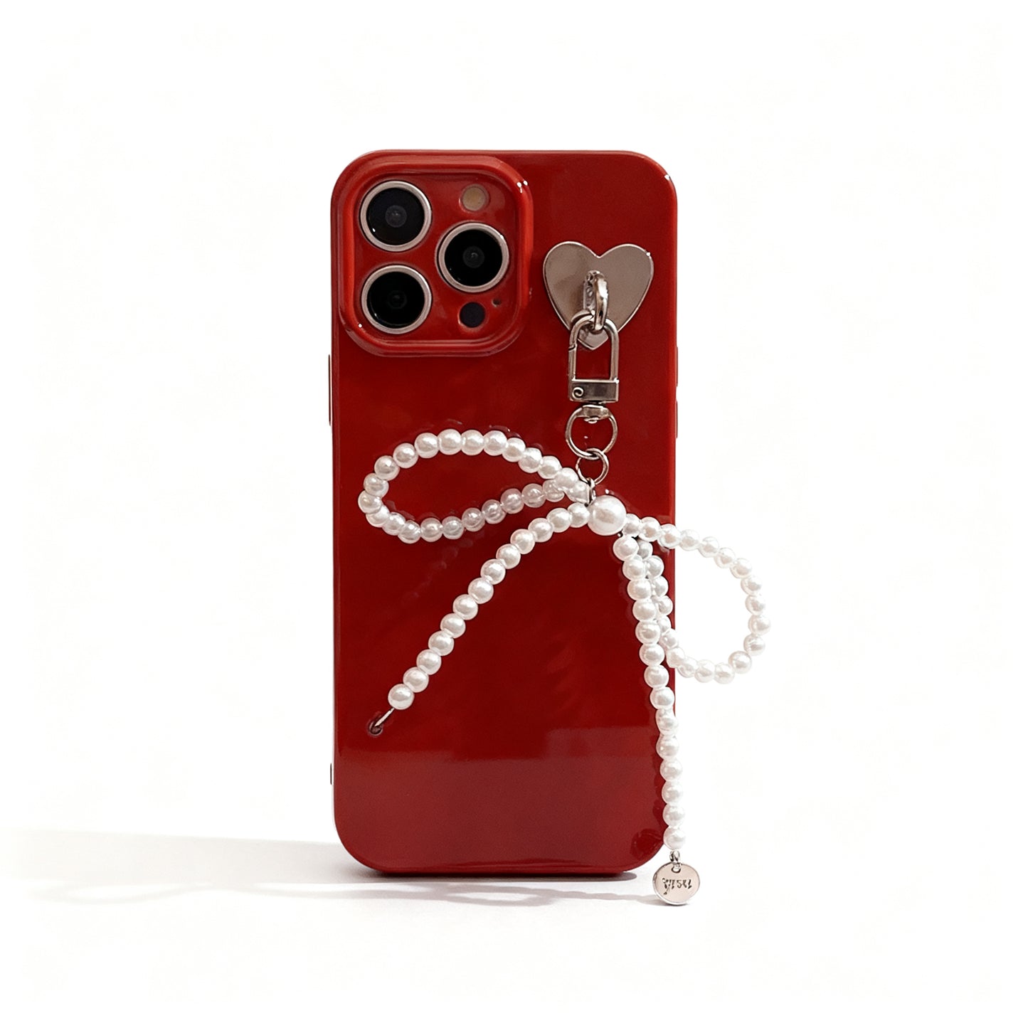 Red Pearl Bow Soft Phone Case for iPhone