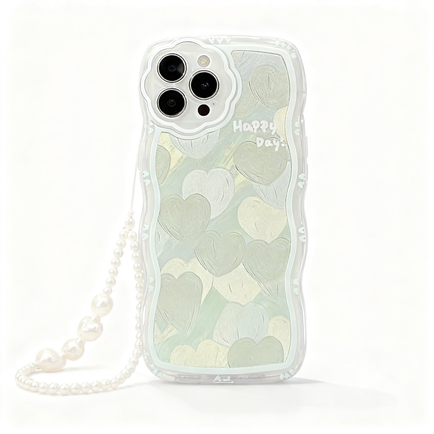 Green Heart Oil Painting Soft Phone Case for iPhone