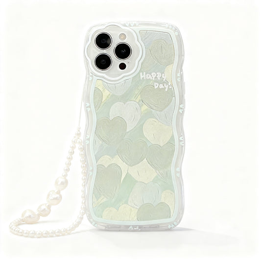 Green Heart Oil Painting Soft Phone Case for iPhone