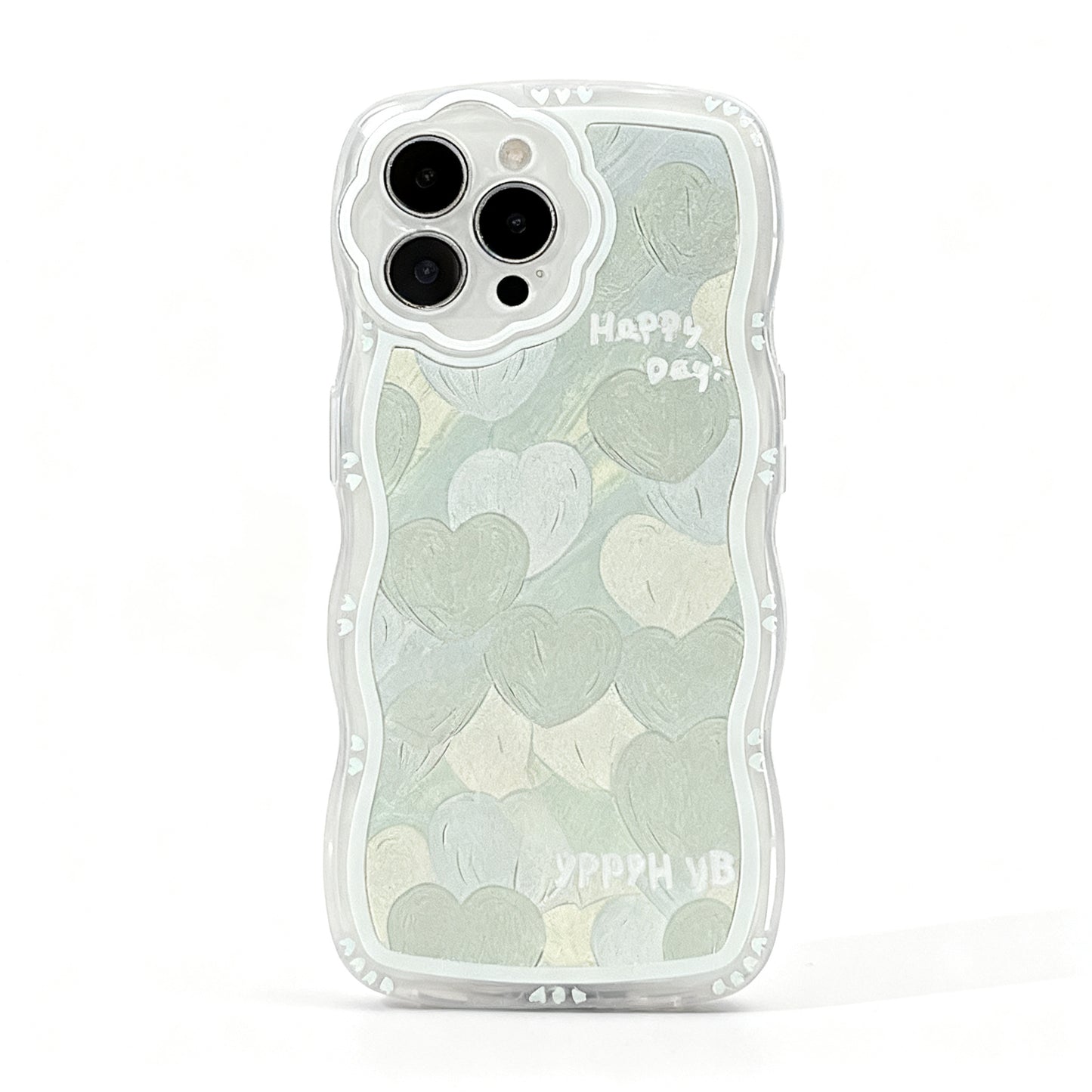 Green Heart Oil Painting Soft Phone Case for iPhone