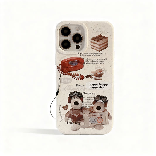 Vintage Dog Design Matte Shockproof Phone Case for iPhone