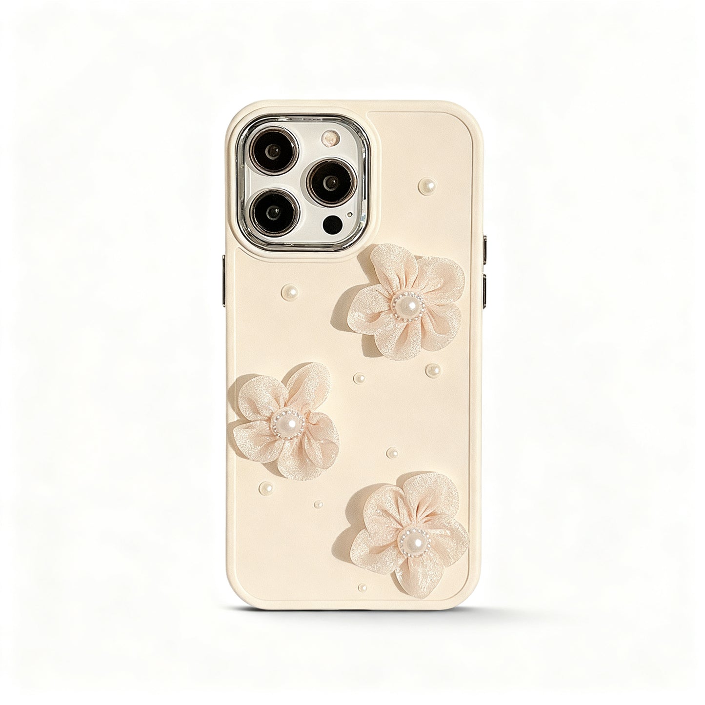 Pink Pearl Lace Floral Shockproof Phone Case for iPhone
