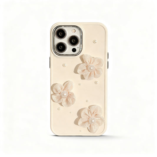 Pink Pearl Lace Floral Shockproof Phone Case for iPhone