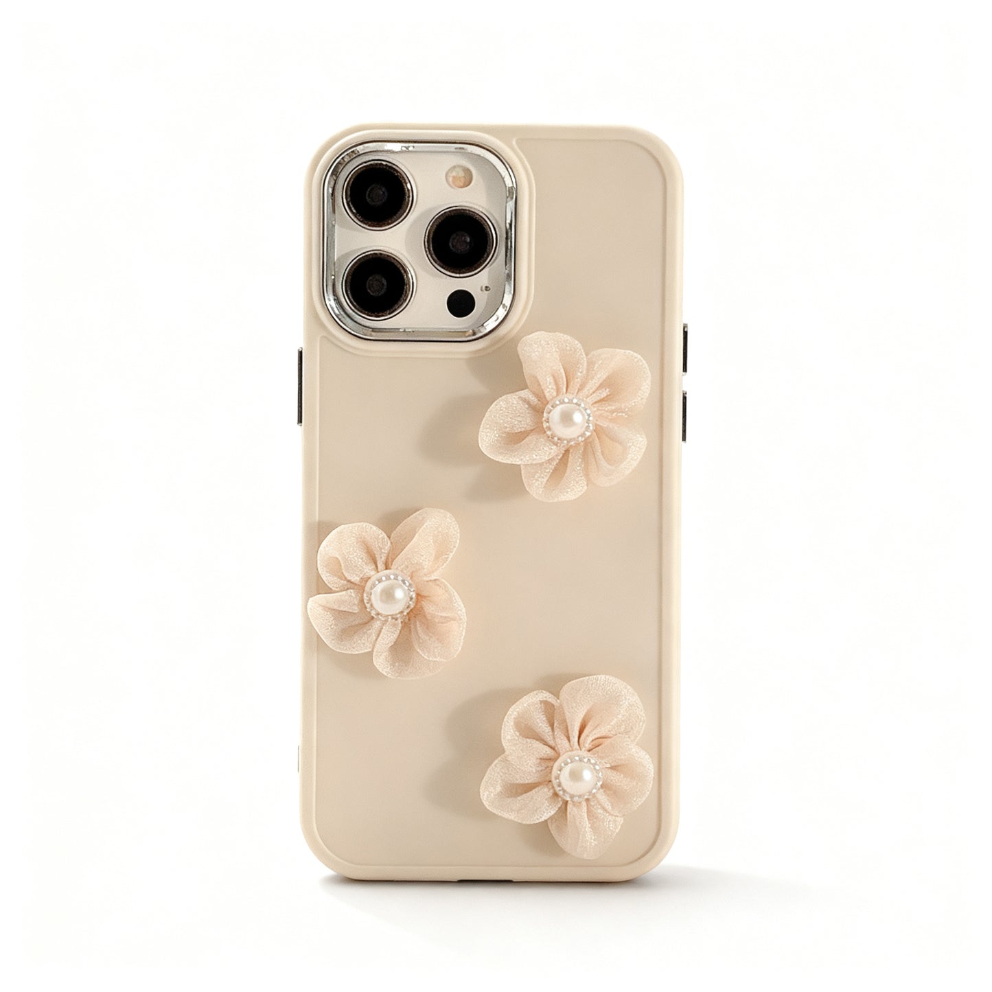 Pink Pearl Lace Floral Shockproof Phone Case for iPhone