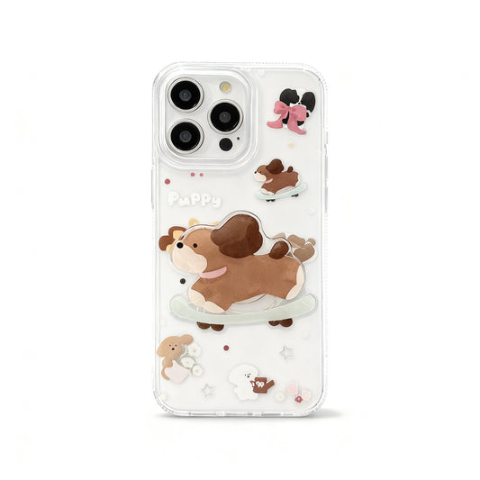 Cute Dog Skateboard Stand Phone Case for iPhone