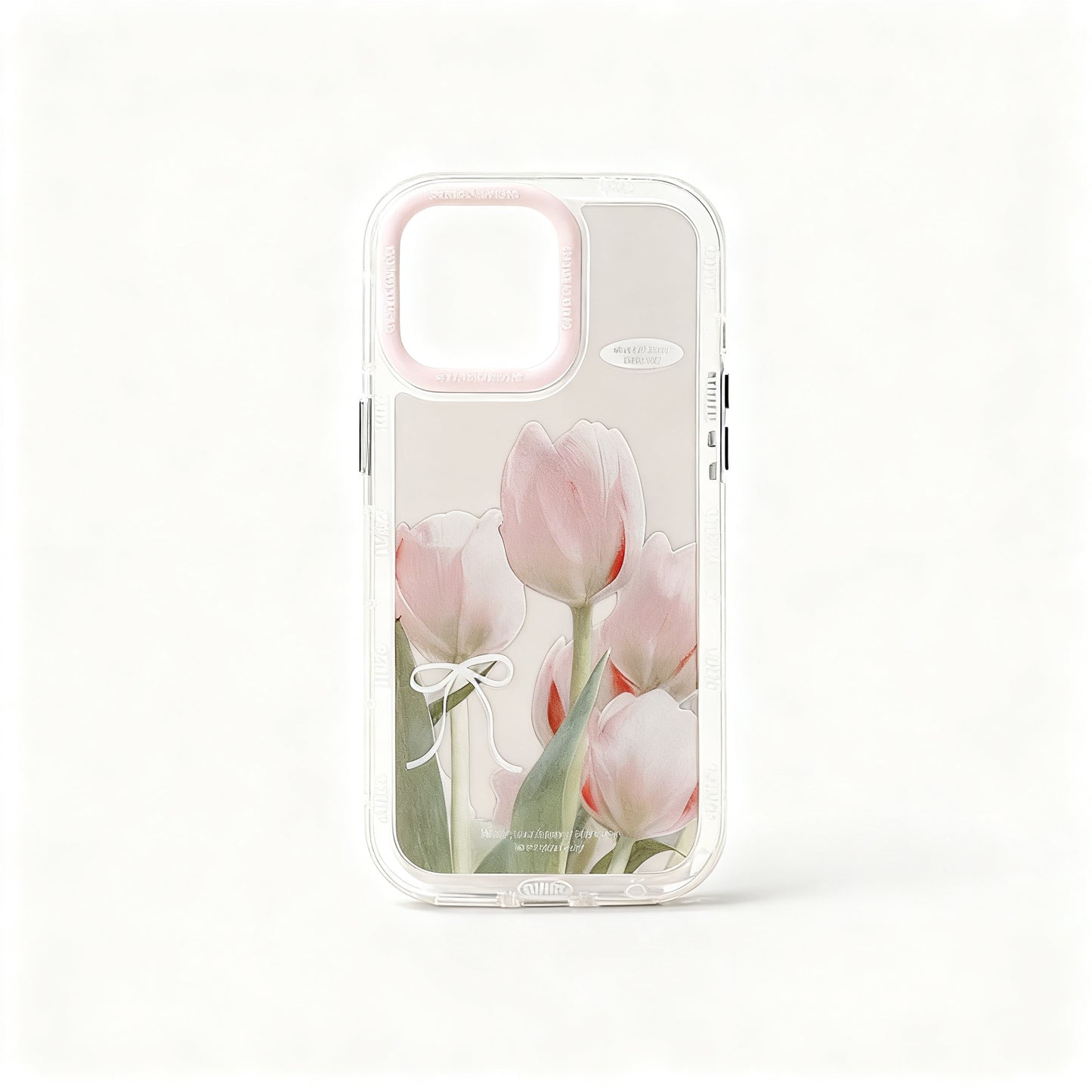Pink and White Tulip Floral Shockproof Phone Case for iPhone