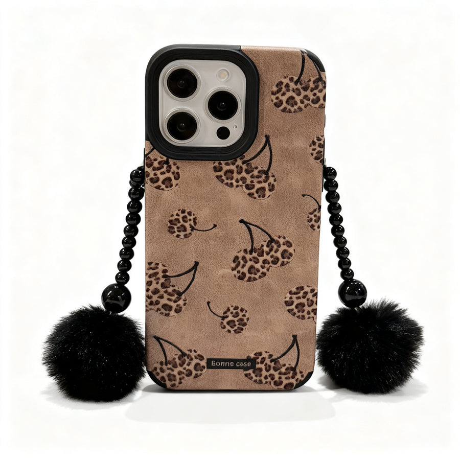 Cute Cherry Leopard Print Soft Phone Case for iPhone