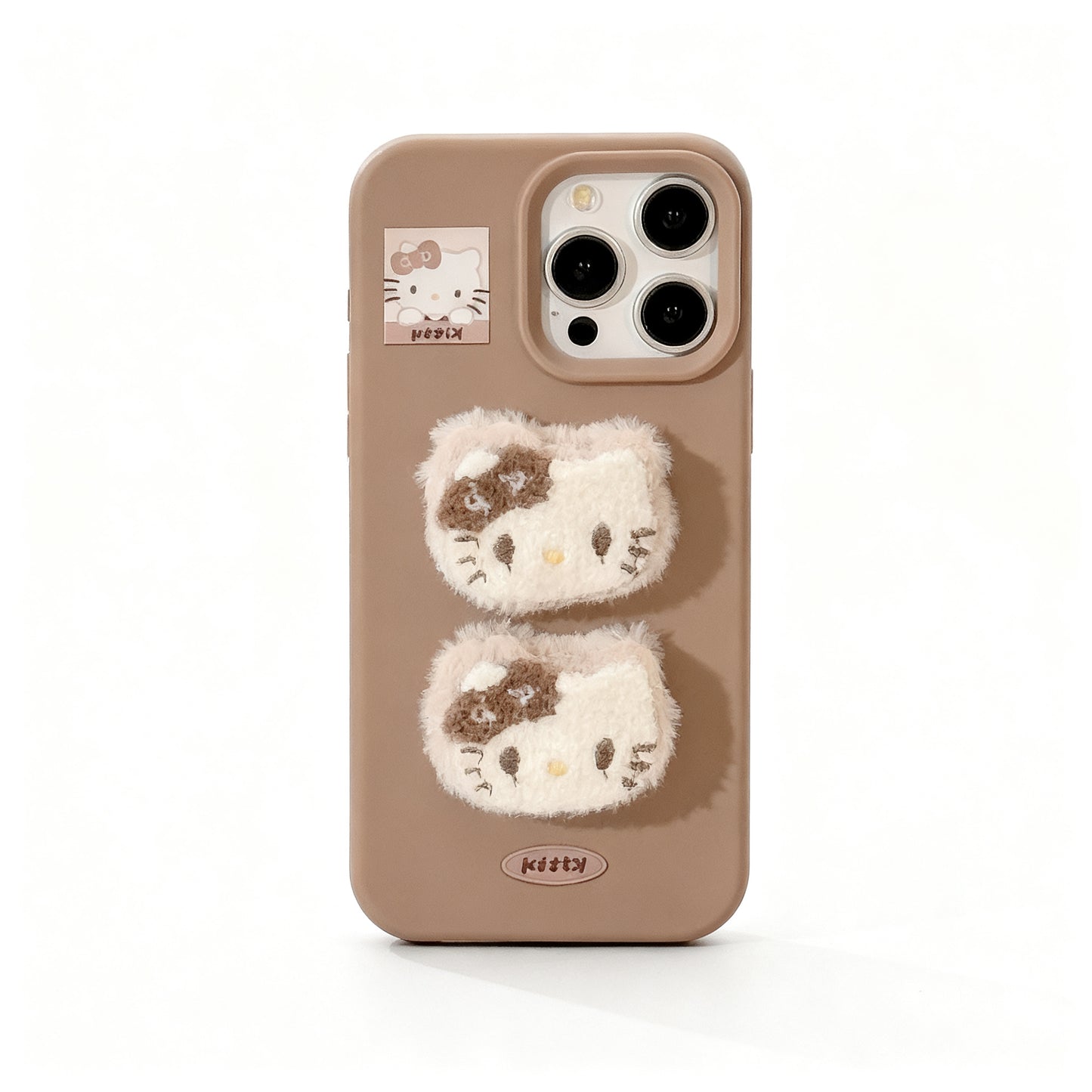 Cute Pink Cat Bow Plush Phone Case for iPhone