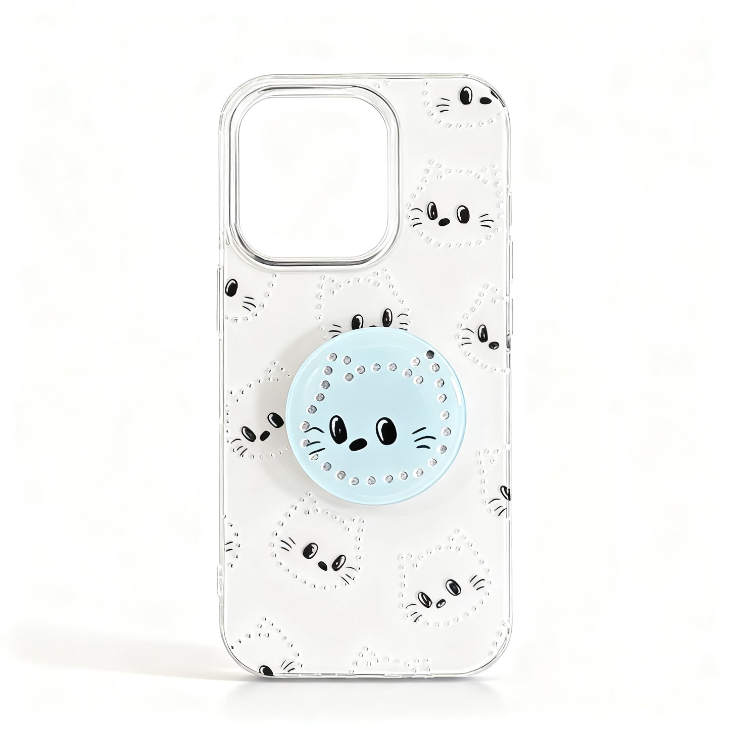 Gold Cat and Dog Print Stand Phone Case for iPhone