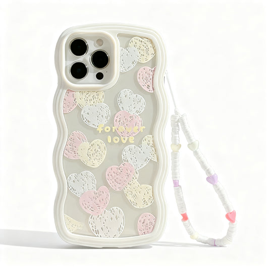 Elegant Heart Oil Painting Phone Case for iPhone with Lanyard