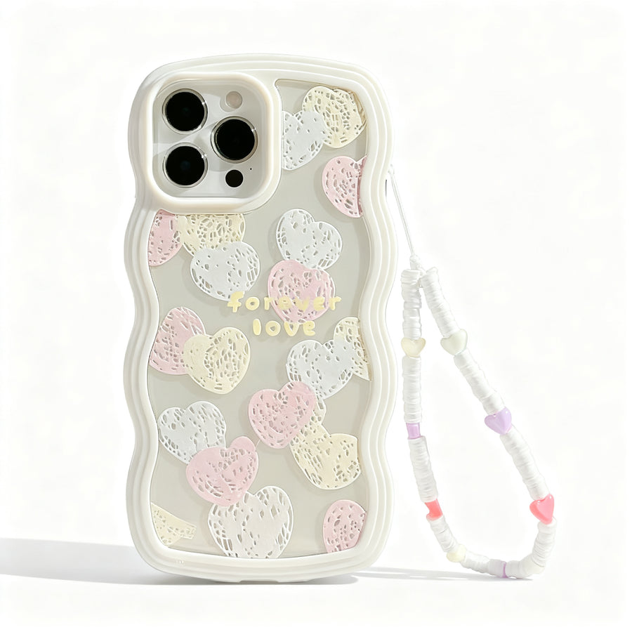 Elegant Heart Oil Painting Phone Case for iPhone with Lanyard
