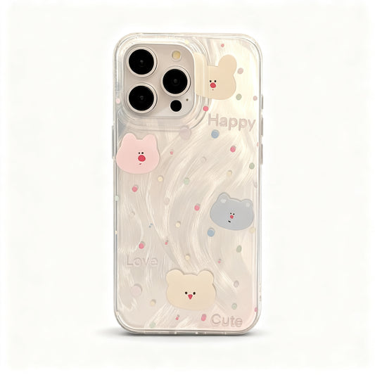 Colorful Bear Head Soft Phone Case for iPhone